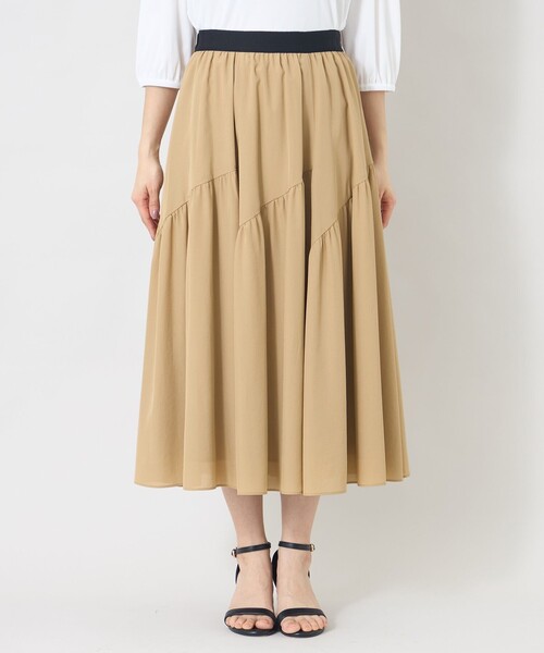 TO BE CHIC（トゥー ビー シック）の「ヴェールパネル スカート（スカート・レディース・ベージュ/ブラック・40）」の5枚目の写真