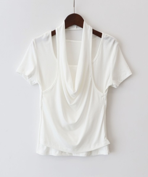 SpRay(スプレイ)の「ホルターレイヤードトップス(Tシャツ/カットソー・レディース・オフホワイト/チャコールグレー/ブラック・FREE)」の17枚目の写真