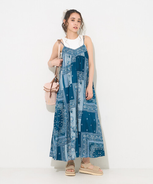 FREAK'S STORE(フリークスストア)の「インド スカーフプリント キャミワンピース(ワンピース・レディース・ネイビー・フリ-)」の3枚目の写真