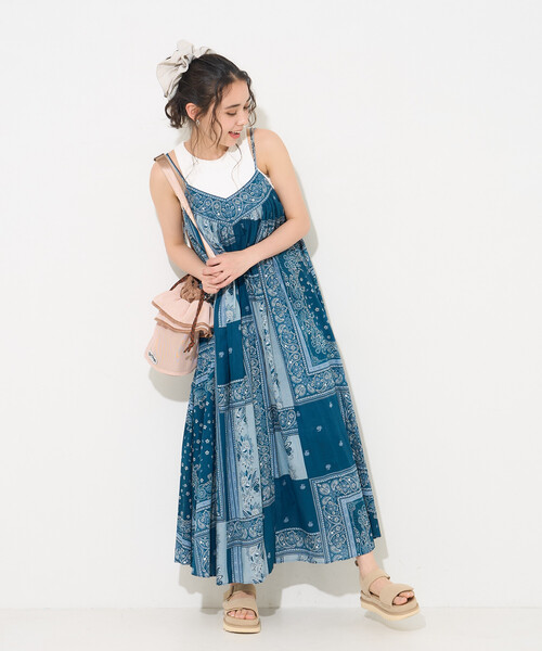 FREAK'S STORE(フリークスストア)の「インド スカーフプリント キャミワンピース(ワンピース・レディース・ネイビー・フリ-)」の5枚目の写真