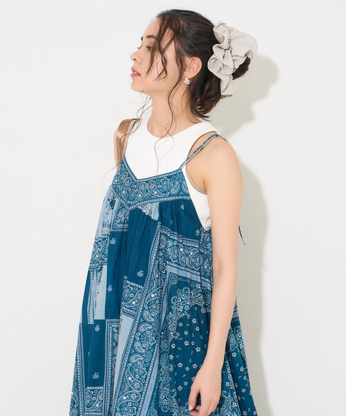 FREAK'S STORE(フリークスストア)の「インド スカーフプリント キャミワンピース(ワンピース・レディース・ネイビー・フリ-)」の7枚目の写真