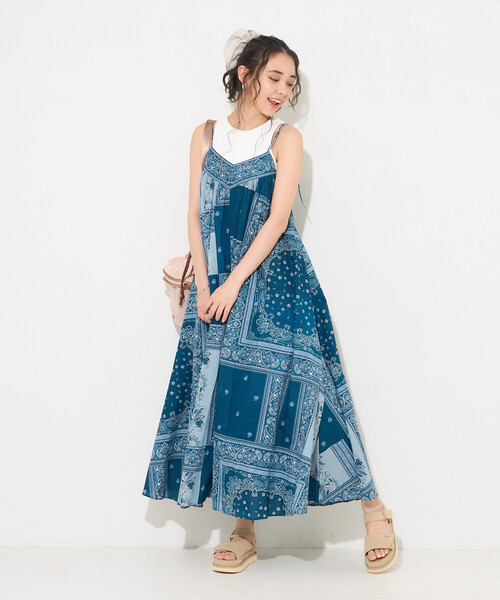FREAK'S STORE(フリークスストア)の「インド スカーフプリント キャミワンピース(ワンピース・レディース・ネイビー・フリ-)」の9枚目の写真