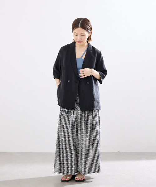 IENA（イエナ）の「《接触冷感》ウォッシャブル シアーショートスリーブジャケット（テーラードジャケット・レディース・ブラック/ブラウン/ピンク・36/38）」の4枚目の写真