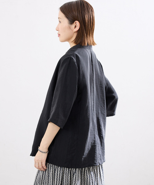 IENA（イエナ）の「《接触冷感》ウォッシャブル シアーショートスリーブジャケット（テーラードジャケット・レディース・ブラック/ブラウン/ピンク・36/38）」の8枚目の写真