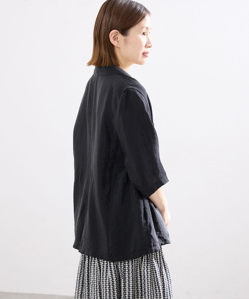 IENA（イエナ）の「《接触冷感》ウォッシャブル シアーショートスリーブジャケット（テーラードジャケット・レディース・ブラック/ブラウン/ピンク・36/38）」の10枚目の写真