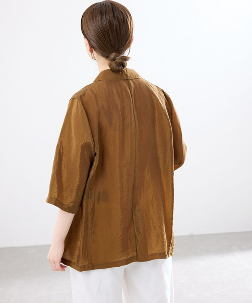 IENA（イエナ）の「《接触冷感》ウォッシャブル シアーショートスリーブジャケット（テーラードジャケット・レディース・ブラック/ブラウン/ピンク・36/38）」の17枚目の写真