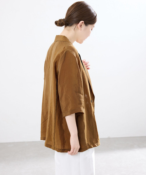 IENA（イエナ）の「《接触冷感》ウォッシャブル シアーショートスリーブジャケット（テーラードジャケット・レディース・ブラック/ブラウン/ピンク・36/38）」の18枚目の写真