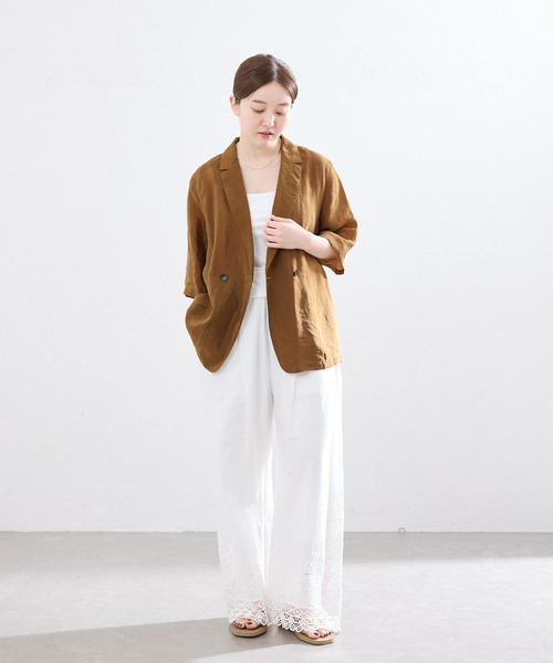 IENA（イエナ）の「《接触冷感》ウォッシャブル シアーショートスリーブジャケット（テーラードジャケット・レディース・ブラック/ブラウン/ピンク・36/38）」の21枚目の写真