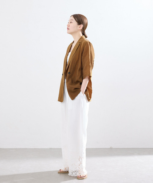 IENA（イエナ）の「《接触冷感》ウォッシャブル シアーショートスリーブジャケット（テーラードジャケット・レディース・ブラック/ブラウン/ピンク・36/38）」の22枚目の写真