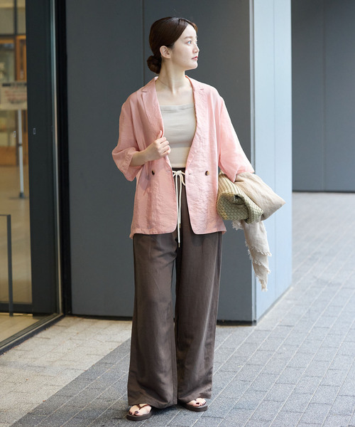 IENA(イエナ)の「《接触冷感》ウォッシャブル シアーショートスリーブジャケット(テーラードジャケット・レディース・ブラック/ブラウン/ピンク・36/38)」の12枚目の写真