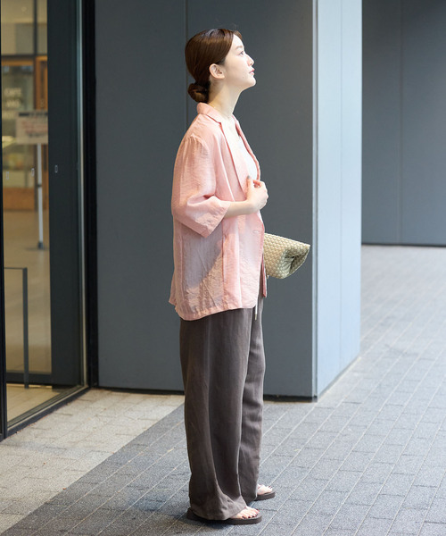 IENA(イエナ)の「《接触冷感》ウォッシャブル シアーショートスリーブジャケット(テーラードジャケット・レディース・ブラック/ブラウン/ピンク・36/38)」の13枚目の写真