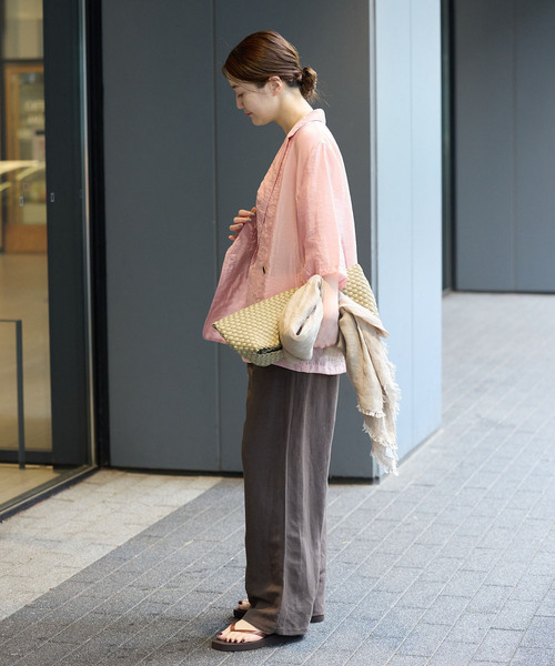 IENA(イエナ)の「《接触冷感》ウォッシャブル シアーショートスリーブジャケット(テーラードジャケット・レディース・ブラック/ブラウン/ピンク・36/38)」の15枚目の写真