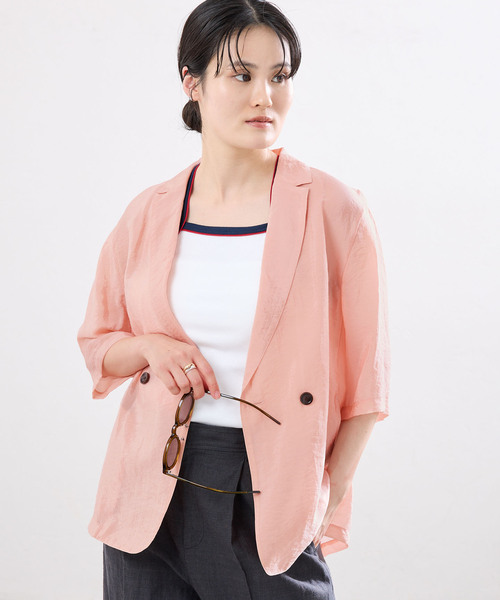 IENA(イエナ)の「《接触冷感》ウォッシャブル シアーショートスリーブジャケット(テーラードジャケット・レディース・ブラック/ブラウン/ピンク・36/38)」の16枚目の写真