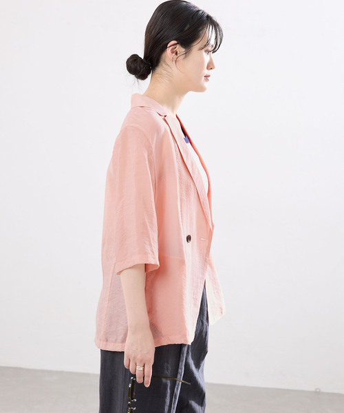 IENA(イエナ)の「《接触冷感》ウォッシャブル シアーショートスリーブジャケット(テーラードジャケット・レディース・ブラック/ブラウン/ピンク・36/38)」の17枚目の写真