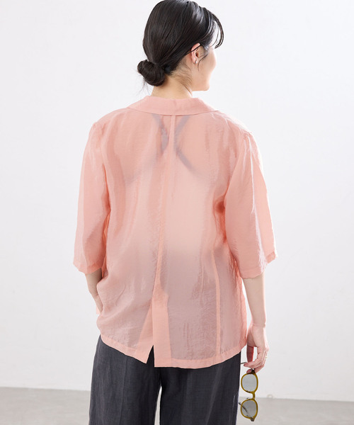 IENA(イエナ)の「《接触冷感》ウォッシャブル シアーショートスリーブジャケット(テーラードジャケット・レディース・ブラック/ブラウン/ピンク・36/38)」の18枚目の写真