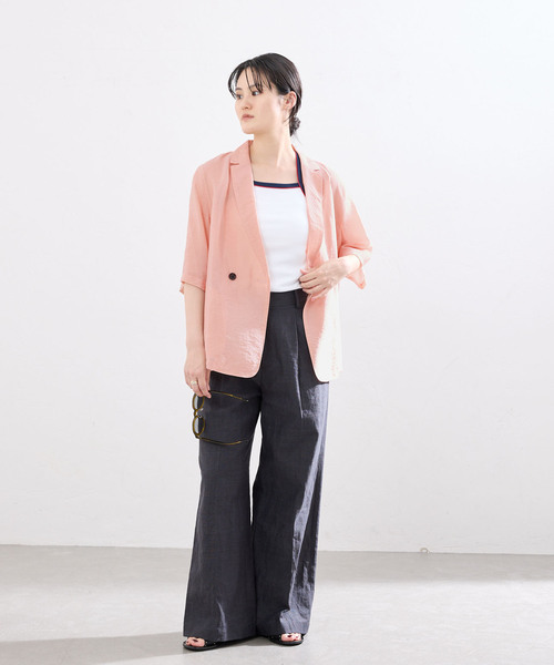 IENA(イエナ)の「《接触冷感》ウォッシャブル シアーショートスリーブジャケット(テーラードジャケット・レディース・ブラック/ブラウン/ピンク・36/38)」の21枚目の写真