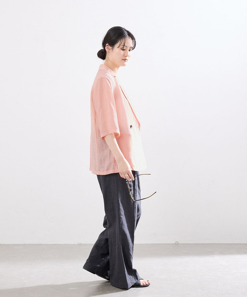 IENA(イエナ)の「《接触冷感》ウォッシャブル シアーショートスリーブジャケット(テーラードジャケット・レディース・ブラック/ブラウン/ピンク・36/38)」の22枚目の写真