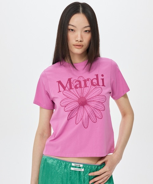 Mardi Mercredi(マルディメクルディ)の「SLIM TSHIRT FLOWERMARDI / スリム Tシャツ フラワー マルディ(Tシャツ/カットソー・レディース・パープル/スカイブルー/ピンク・FREE)」の3枚目の写真