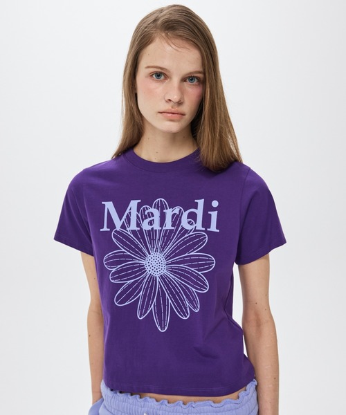 Mardi Mercredi(マルディメクルディ)の「SLIM TSHIRT FLOWERMARDI / スリム Tシャツ フラワー マルディ(Tシャツ/カットソー・レディース・パープル/スカイブルー/ピンク・FREE)」の4枚目の写真