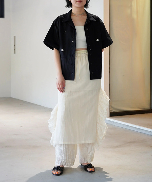 muller of yoshiokubo(ミュラーオブヨシオクボ)の「muller of yoshiokubo ミュラーオブヨシオクボ / METAL BEANS SHIRTS メタルビーンズシャツ / MLS26213SP(シャツ/ブラウス・レディース・ブラック/アイボリー・36/38)」の4枚目の写真