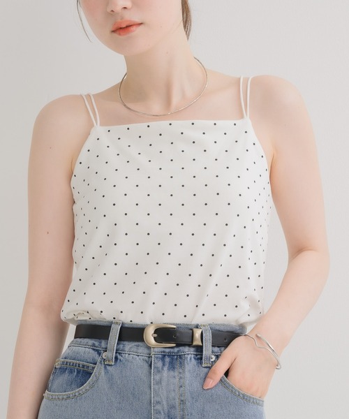 RETRO GIRL(レトロガール)の「【接触冷感】カップ付キャミソール(Tシャツ/カットソー・レディース・ホワイト系その他/グリーン/ブラック/オフホワイト/チャコールグレー・FREE)」の1枚目の写真
