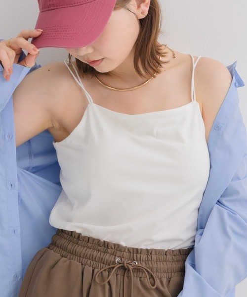 RETRO GIRL(レトロガール)の「【接触冷感】カップ付キャミソール(Tシャツ/カットソー・レディース・ホワイト系その他/グリーン/ブラック/オフホワイト/チャコールグレー・FREE)」の2枚目の写真