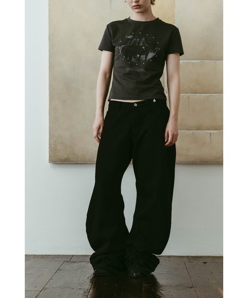 Knuth Marf(クヌースマーフ)の「draped denim pants(unisex)(デニムパンツ・レディース・ブラック・X-SMALL/SMALL/MEDIUM)」の9枚目の写真