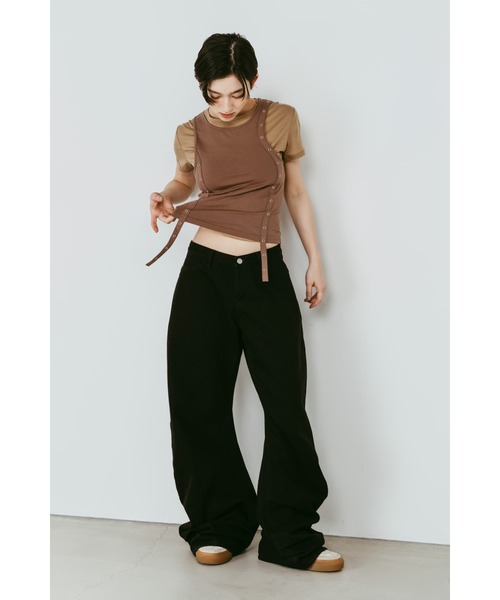 Knuth Marf(クヌースマーフ)の「draped denim pants(unisex)(デニムパンツ・レディース・ブラック・X-SMALL/SMALL/MEDIUM)」の2枚目の写真