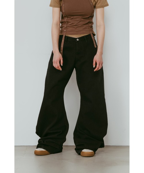 Knuth Marf(クヌースマーフ)の「draped denim pants(unisex)(デニムパンツ・レディース・ブラック・X-SMALL/SMALL/MEDIUM)」の3枚目の写真