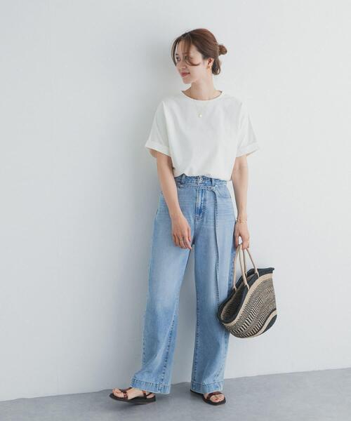 URBAN RESEARCH DOORS(アーバンリサーチドアーズ)の「『UR TECH』コットンロールスリーブプルオーバー|機能素材/抗菌/汗シミ防止/Tシャツ/シンプル(Tシャツ/カットソー・レディース・ホワイト系その他/ベージュ系その他/オフホワイト/ネイビー・FREE)」の11枚目の写真