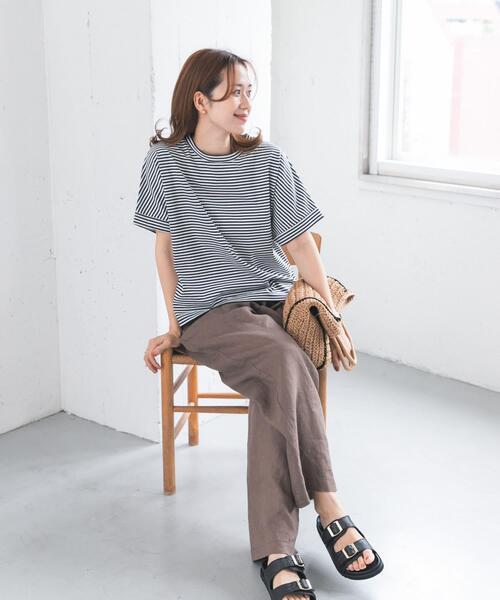 URBAN RESEARCH DOORS(アーバンリサーチドアーズ)の「『UR TECH』コットンロールスリーブプルオーバー|機能素材/抗菌/汗シミ防止/Tシャツ/シンプル(Tシャツ/カットソー・レディース・ホワイト系その他/ベージュ系その他/オフホワイト/ネイビー・FREE)」の19枚目の写真