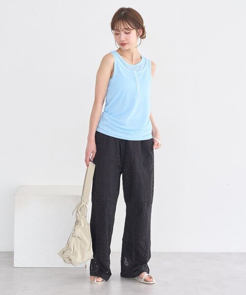 earth music&ecology（アースミュージックアンドエコロジー）の「パッチワークレースパンツ（その他パンツ・レディース・ブラック/オフホワイト・FREE）」の11枚目の写真