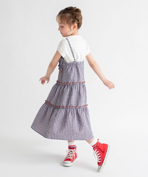 BRANSHES（ブランシェス）の「ティアードキャミワンピース（ワンピース・キッズ・ブルー/オレンジ・130/100/150/140/120/90/110）」の5枚目の写真