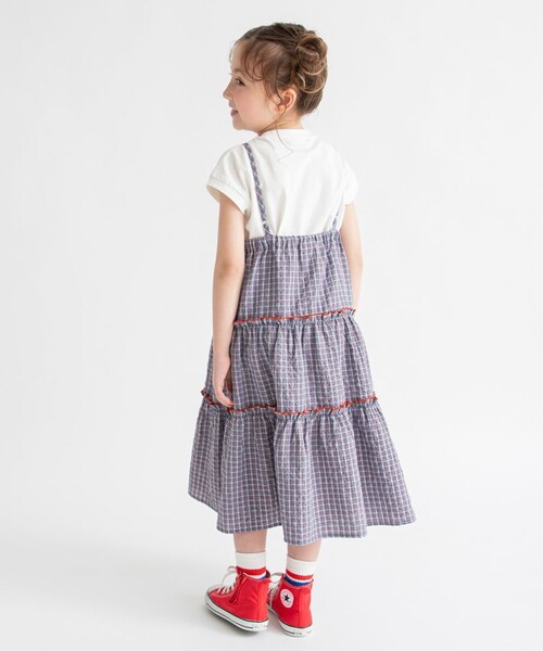 BRANSHES（ブランシェス）の「ティアードキャミワンピース（ワンピース・キッズ・ブルー/オレンジ・130/100/150/140/120/90/110）」の7枚目の写真