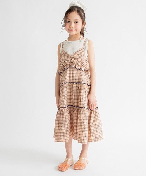 BRANSHES（ブランシェス）の「ティアードキャミワンピース（ワンピース・キッズ・ブルー/オレンジ・130/100/150/140/120/90/110）」の14枚目の写真