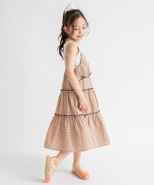 BRANSHES（ブランシェス）の「ティアードキャミワンピース（ワンピース・キッズ・ブルー/オレンジ・130/100/150/140/120/90/110）」の15枚目の写真