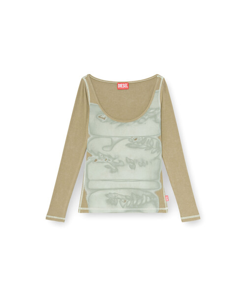 DIESEL（ディーゼル）の「ウィメンズ 長袖トップ T-FANT（Tシャツ/カットソー・レディース・パープル/グリーン・MEDIUM/X-SMALL/SMALL/LARGE）」の6枚目の写真