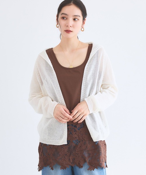 BARNYARDSTORM(バンヤードストーム)の「BARNYARDSTORM / フーディカーディガン【一部店舗限定】(カーディガン/ボレロ・レディース・オフホワイト/グレー/ライトベージュ・FREE)」の2枚目の写真