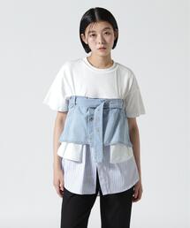 AULA AILA | AULA AILA/アウラアイラ/別注デニムシャツレイヤードデザインTシャツ(Tシャツ/カットソー)