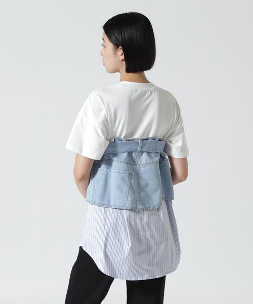 AULA AILA(アウラアイラ)の「AULA AILA/アウラアイラ/別注デニムシャツレイヤードデザインTシャツ(Tシャツ/カットソー・レディース・ブラック/ホワイト・0)」の16枚目の写真