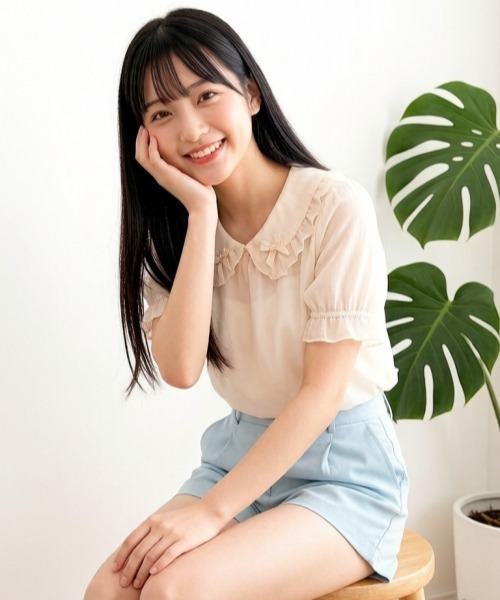 gossip!ロサンゼルス(ゴシップロサンゼルス)の「【Y2Kガーリー】ヴィンテージライクシフォンシアープチリボンブラウス パフスリーブインナーシャツ(シャツ/ブラウス・レディース・ホワイト/アイボリー/ブラック・M)」の14枚目の写真