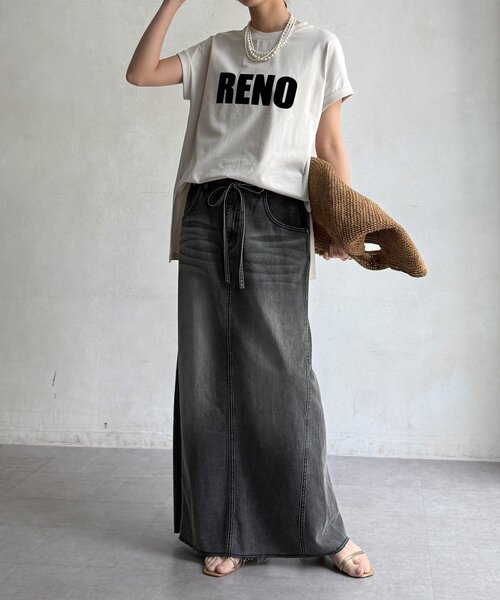 DouDou(ドゥドゥ)の「接触冷感2WAYフロッキーロゴTEE(Tシャツ/カットソー・レディース・グリーン/チャコールグレー/ブラウン/アイボリー・FREE)」の7枚目の写真