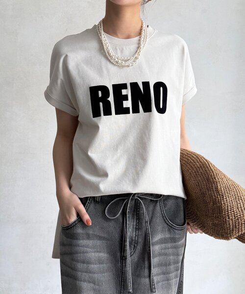 DouDou(ドゥドゥ)の「接触冷感2WAYフロッキーロゴTEE(Tシャツ/カットソー・レディース・グリーン/チャコールグレー/ブラウン/アイボリー・FREE)」の10枚目の写真