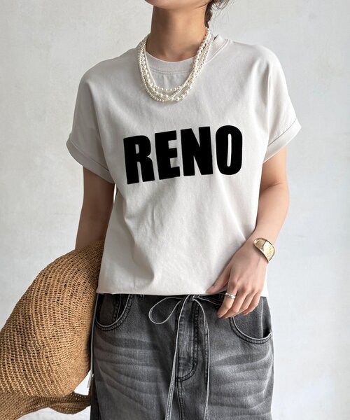 DouDou(ドゥドゥ)の「接触冷感2WAYフロッキーロゴTEE(Tシャツ/カットソー・レディース・グリーン/チャコールグレー/ブラウン/アイボリー・FREE)」の11枚目の写真