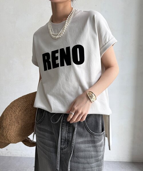 DouDou(ドゥドゥ)の「接触冷感2WAYフロッキーロゴTEE(Tシャツ/カットソー・レディース・グリーン/チャコールグレー/ブラウン/アイボリー・FREE)」の12枚目の写真