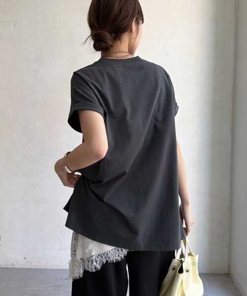 DouDou(ドゥドゥ)の「接触冷感2WAYフロッキーロゴTEE(Tシャツ/カットソー・レディース・グリーン/チャコールグレー/ブラウン/アイボリー・FREE)」の22枚目の写真