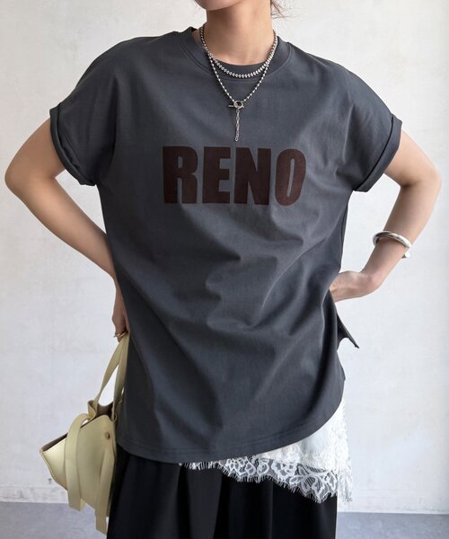 DouDou(ドゥドゥ)の「接触冷感2WAYフロッキーロゴTEE(Tシャツ/カットソー・レディース・グリーン/チャコールグレー/ブラウン/アイボリー・FREE)」の20枚目の写真