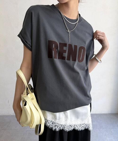 DouDou(ドゥドゥ)の「接触冷感2WAYフロッキーロゴTEE(Tシャツ/カットソー・レディース・グリーン/チャコールグレー/ブラウン/アイボリー・FREE)」の22枚目の写真