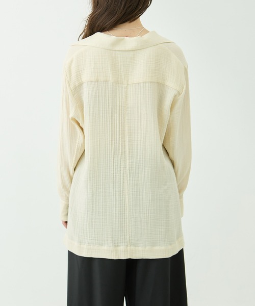 KEY TIMEZ（キータイムズ）の「[KEY TIMEZ/キータイムズ]コットンガーゼスキッパーシャツ（シャツ/ブラウス・レディース・アイボリー/ダークグレー・FREE）」の10枚目の写真