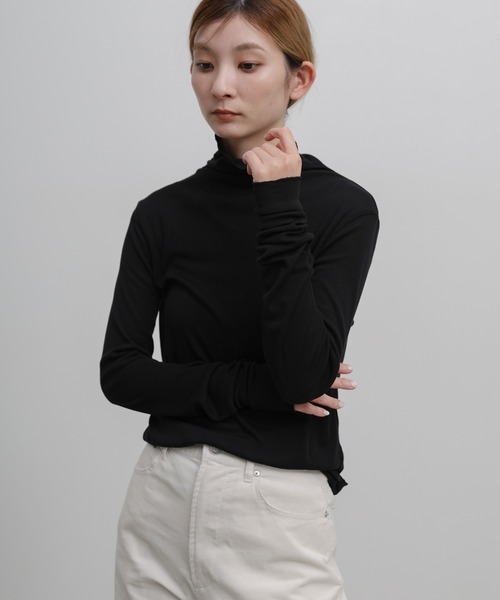 select MOCA(セレクトモカ)の「シアーメロウタートルトップス(Tシャツ/カットソー・レディース・ブラウン/ブラック/グレー/オフホワイト・FREE)」の3枚目の写真